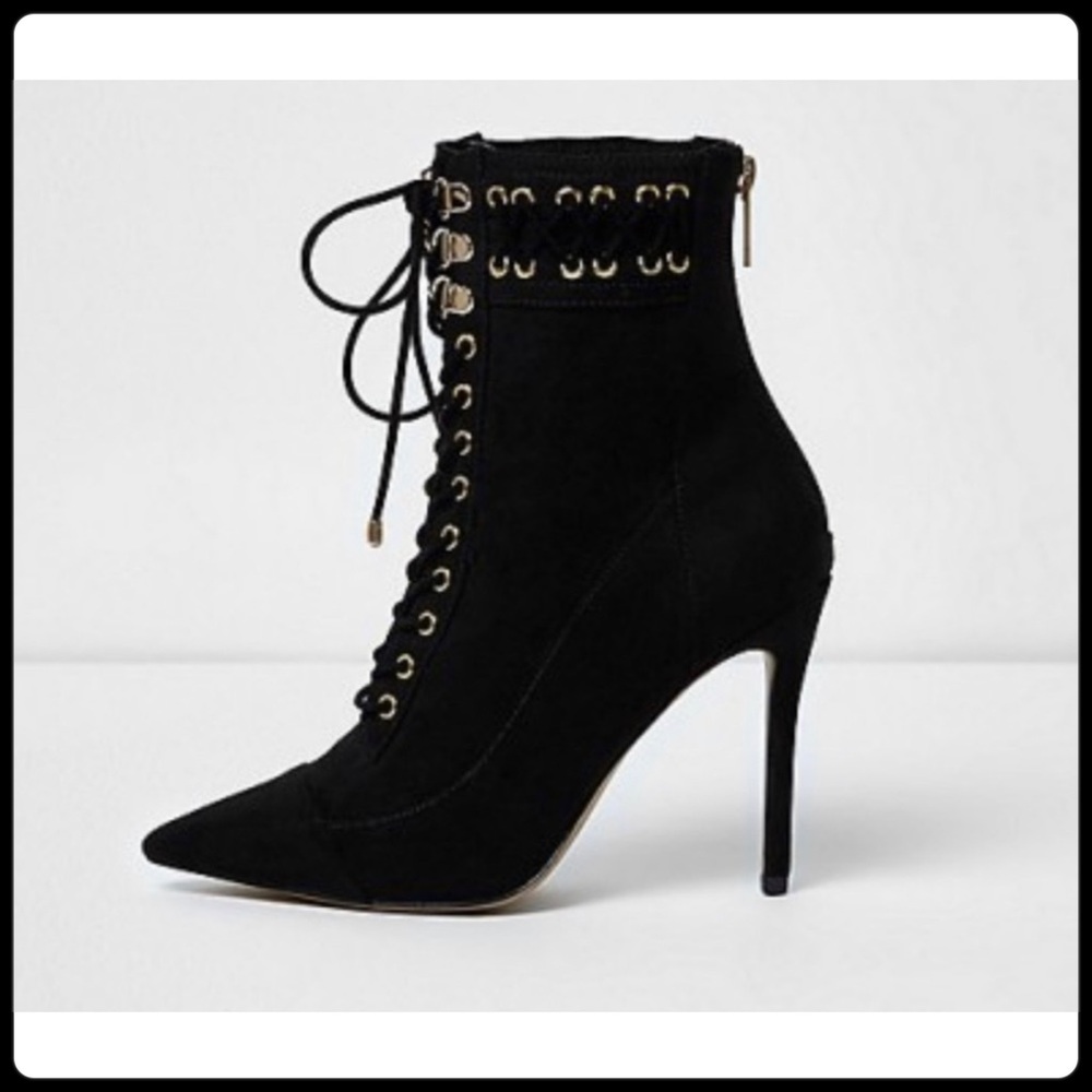River Island Lace Up Stiletto Heel Boot